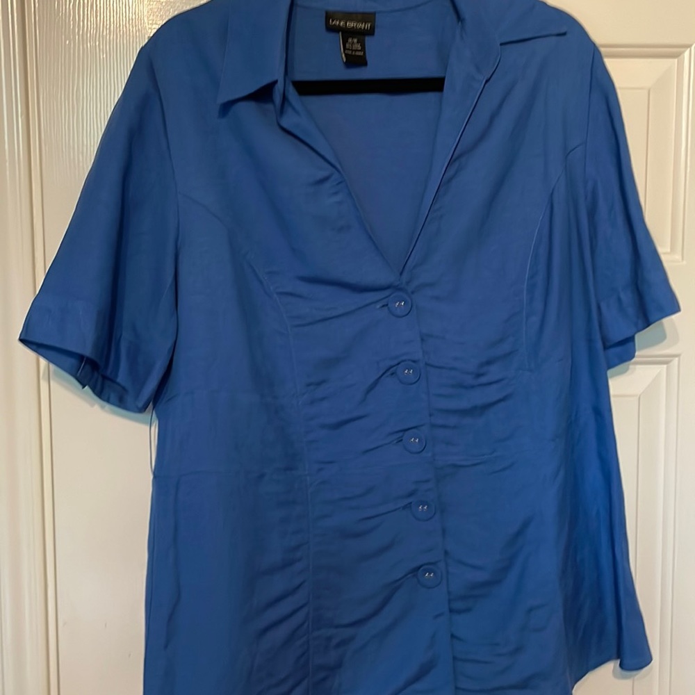 Blue linen short sleeve jackets Lane Bryant 14/16